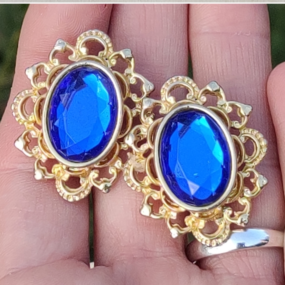 Royal Blue Gemstone Filigree Earrings